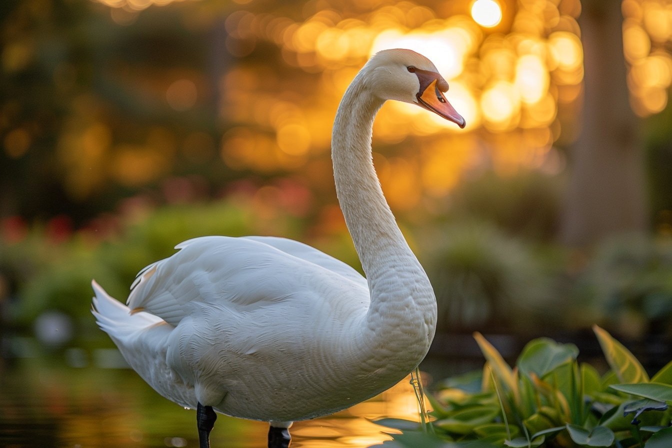Le majestueux cygne blanc, symbole de pureté et de grâce